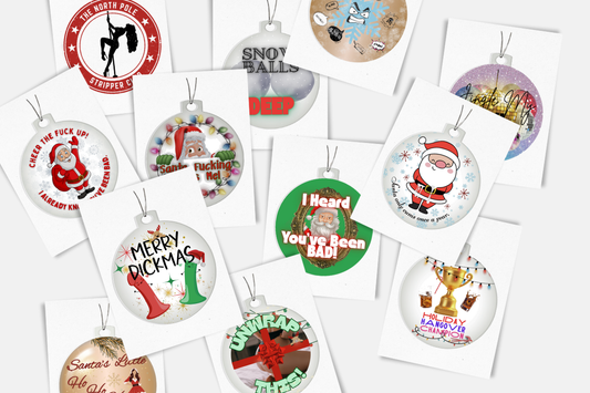Funny inappropriate Christmas ornaments – dirty adult holiday décor gag gift from Unruly Style