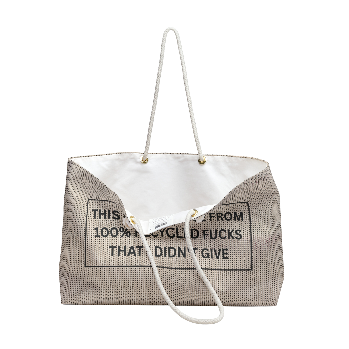 100% No Fucks Given tote bag front view