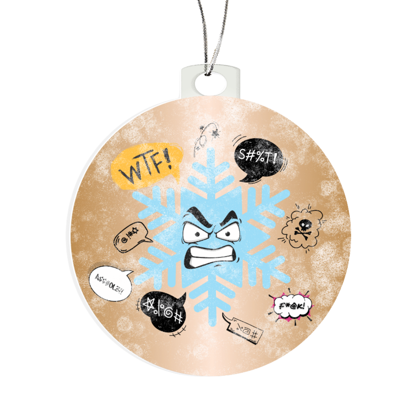 Angry Snowflake funny NSFW Christmas ornament with curse words