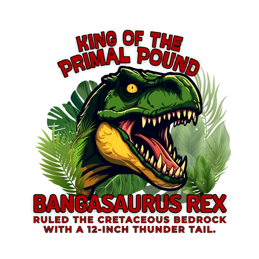 Raunchy adult humor graphic tee with dinosaur