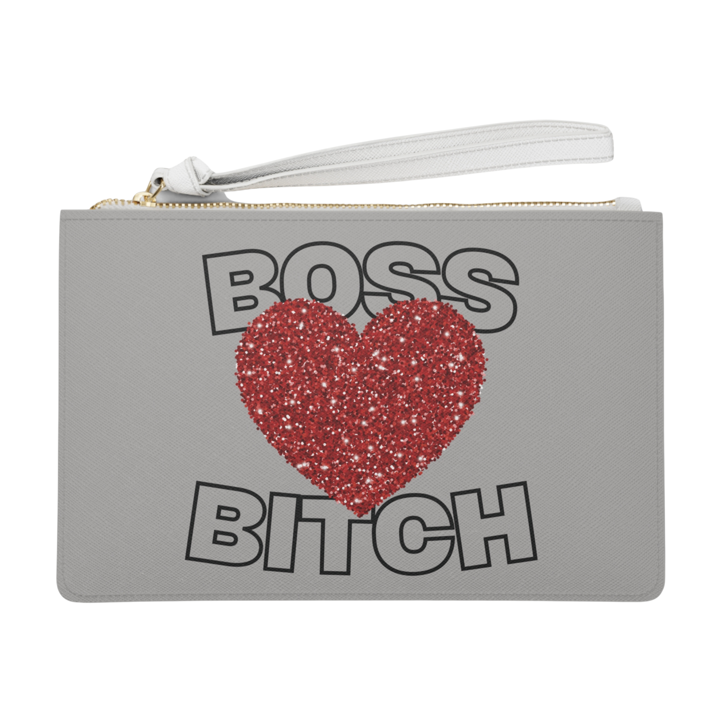 Boss Bitch Sparkle Heart – Bold Vegan Leather Clutch/Accessory Bag