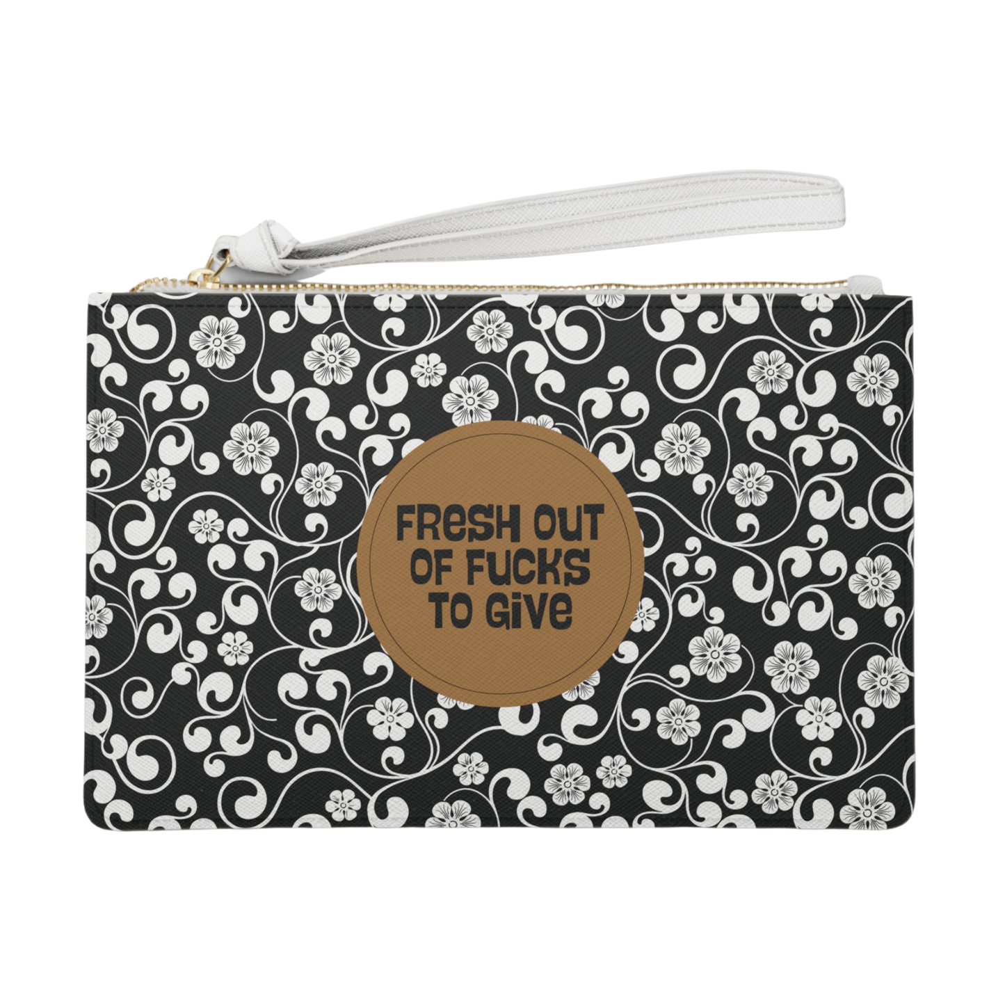 Fresh Out Of Fucks To Give clutch bag – sarcastic vegan leather wristlet