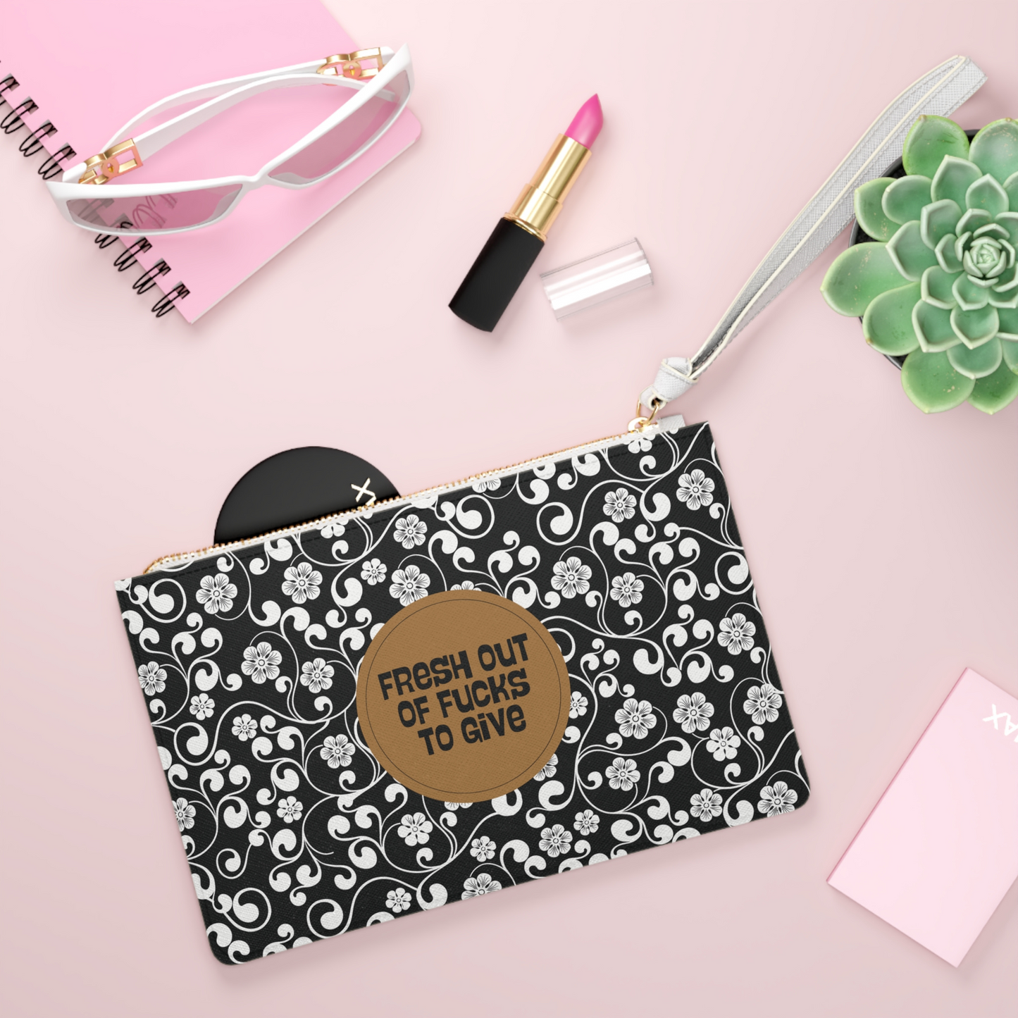 Vegan leather funny clutch bag with sarcastic design