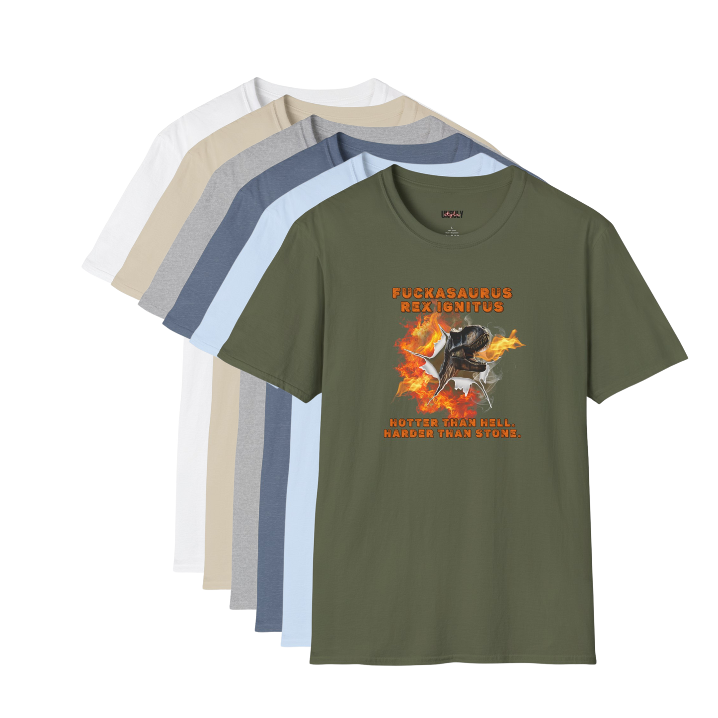 Fuckasaurus Rex Ignitus Tee funny naughty fire-breathing dinosaur shirt