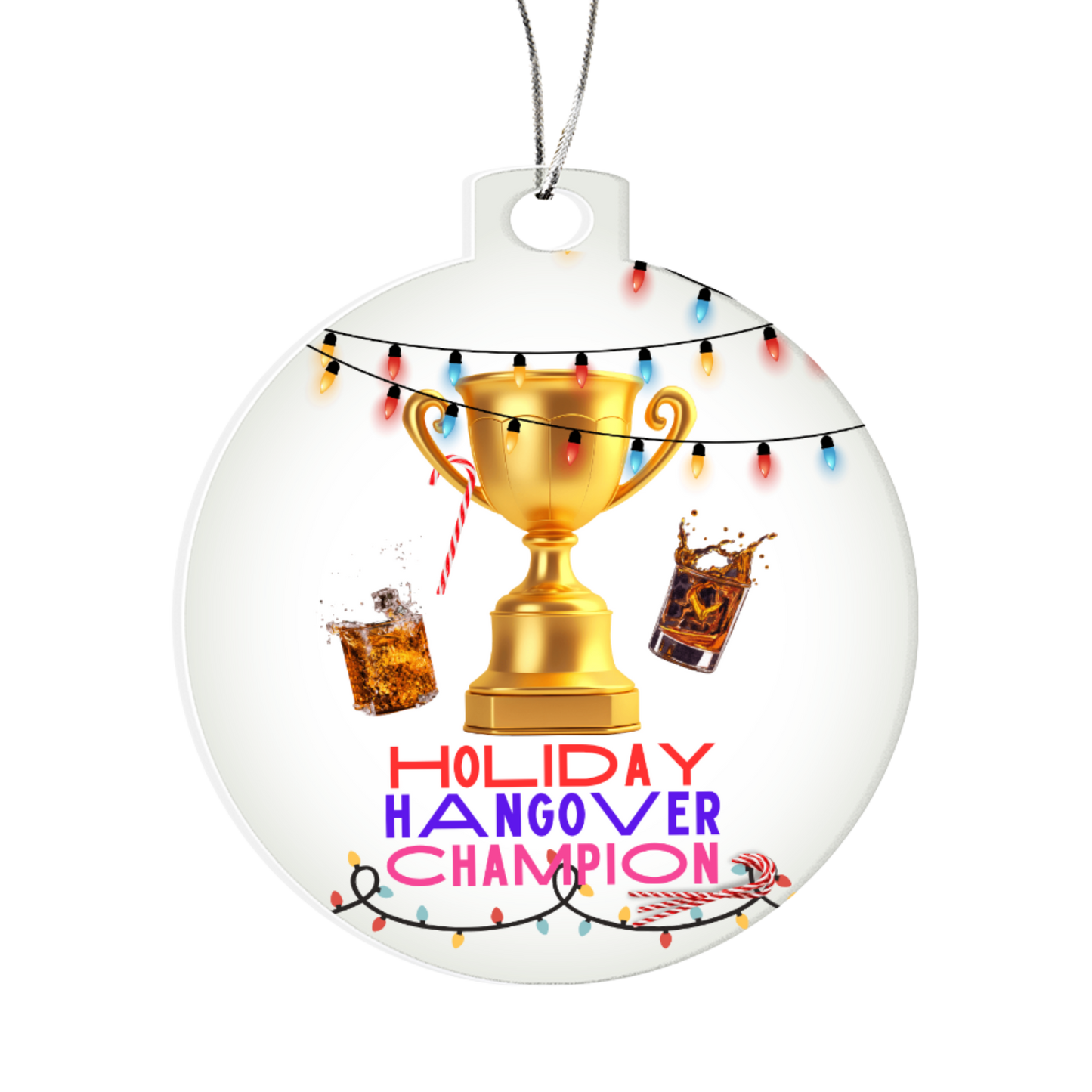 Holiday Hangover Champion funny drinking Christmas ornament trophy design