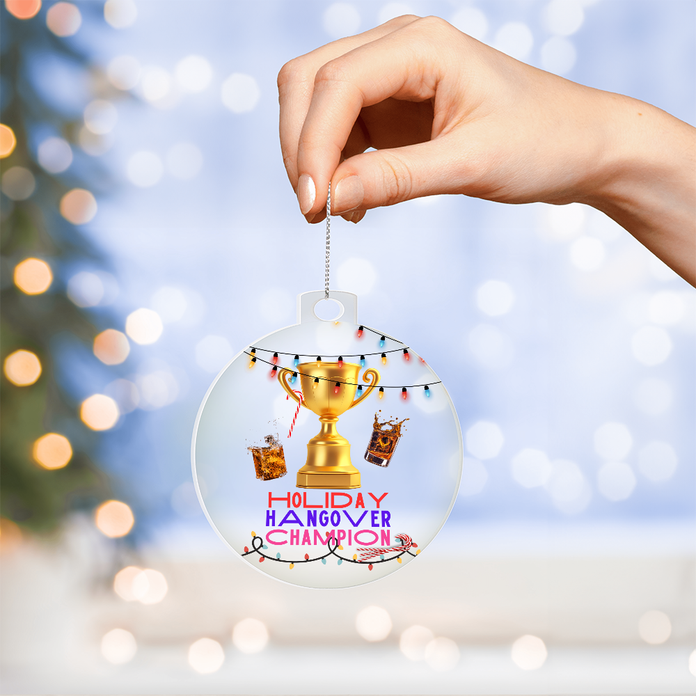 Offensive holiday acrylic ornament for party hangover humor