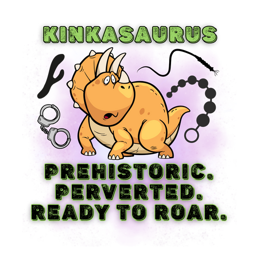 NSFW kinky dinosaur graphic t-shirt with sex toys
