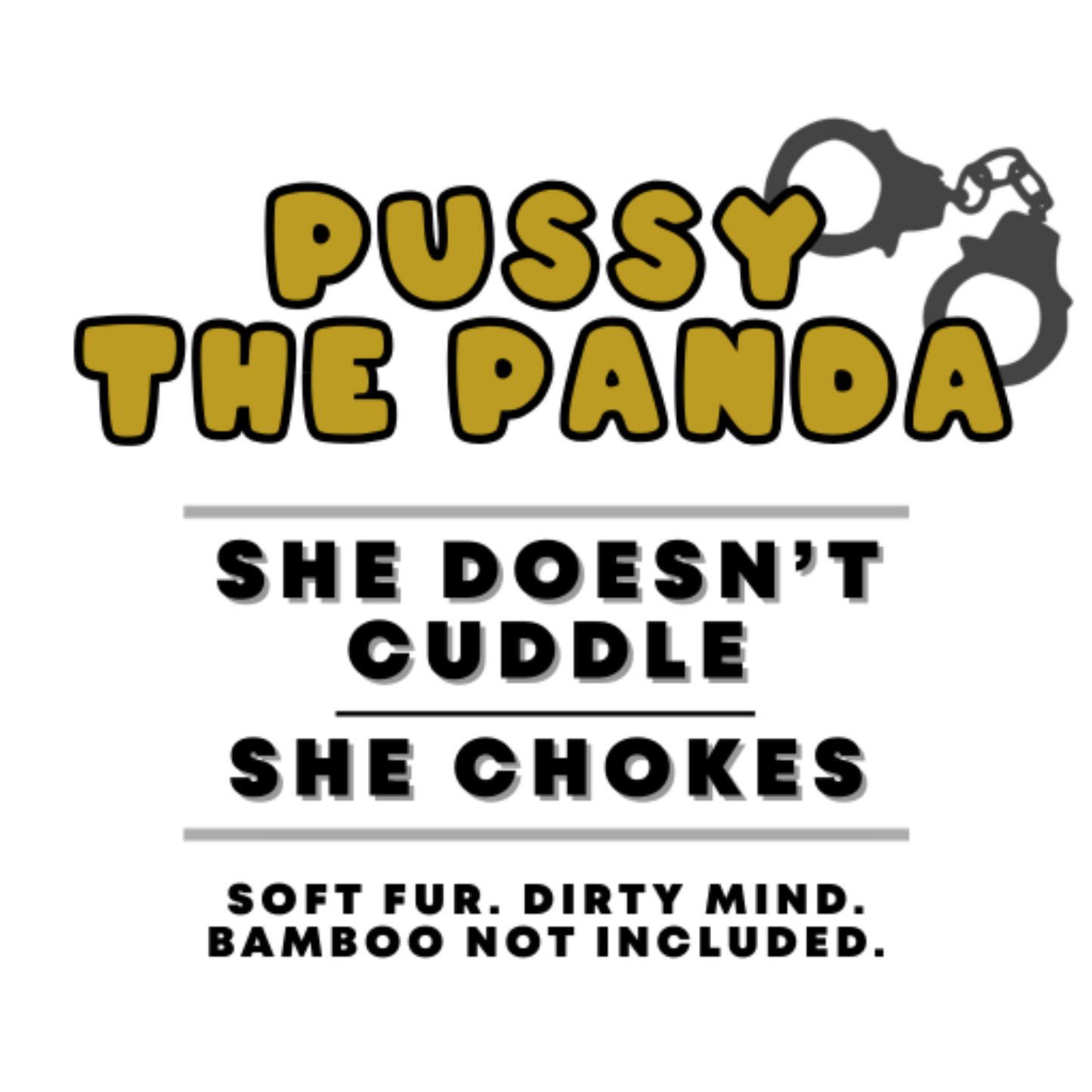 NSFW panda toy – Pussy the Panda with funny printed t-shirt