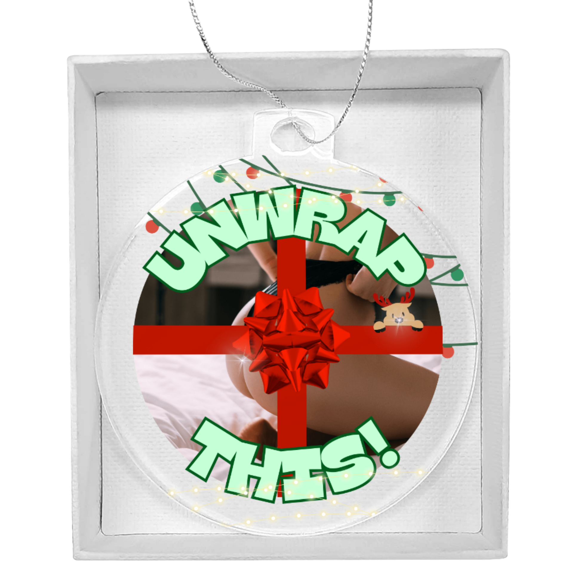 Inappropriate adult-themed Christmas tree decoration