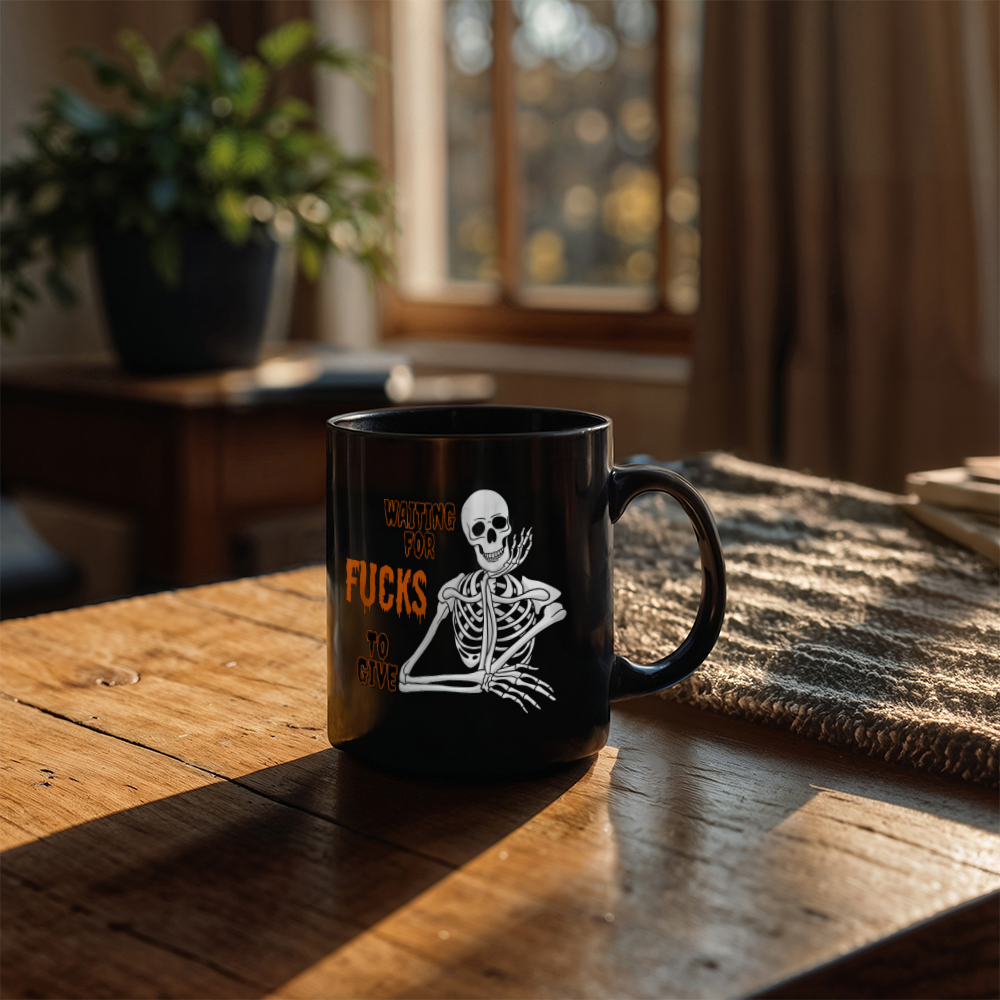 Waiting Skeleton Mug (Black)