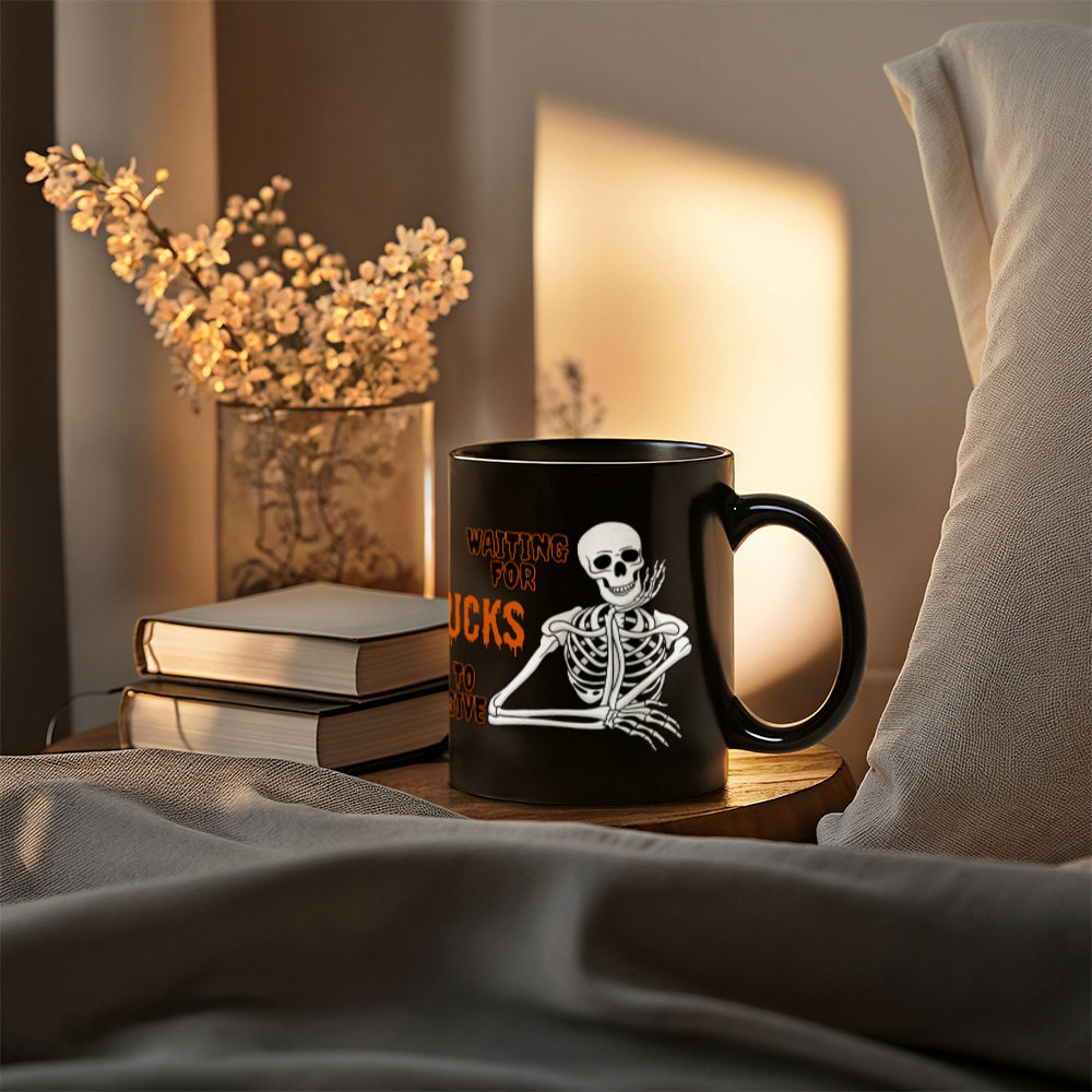 Waiting Skeleton Mug (Black)