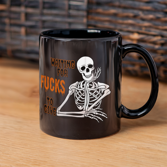 Waiting Skeleton Mug (Black)