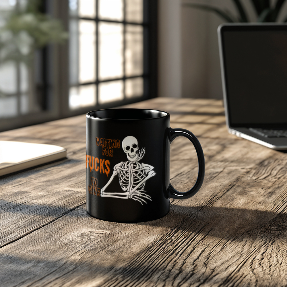 Waiting Skeleton Mug (Black)