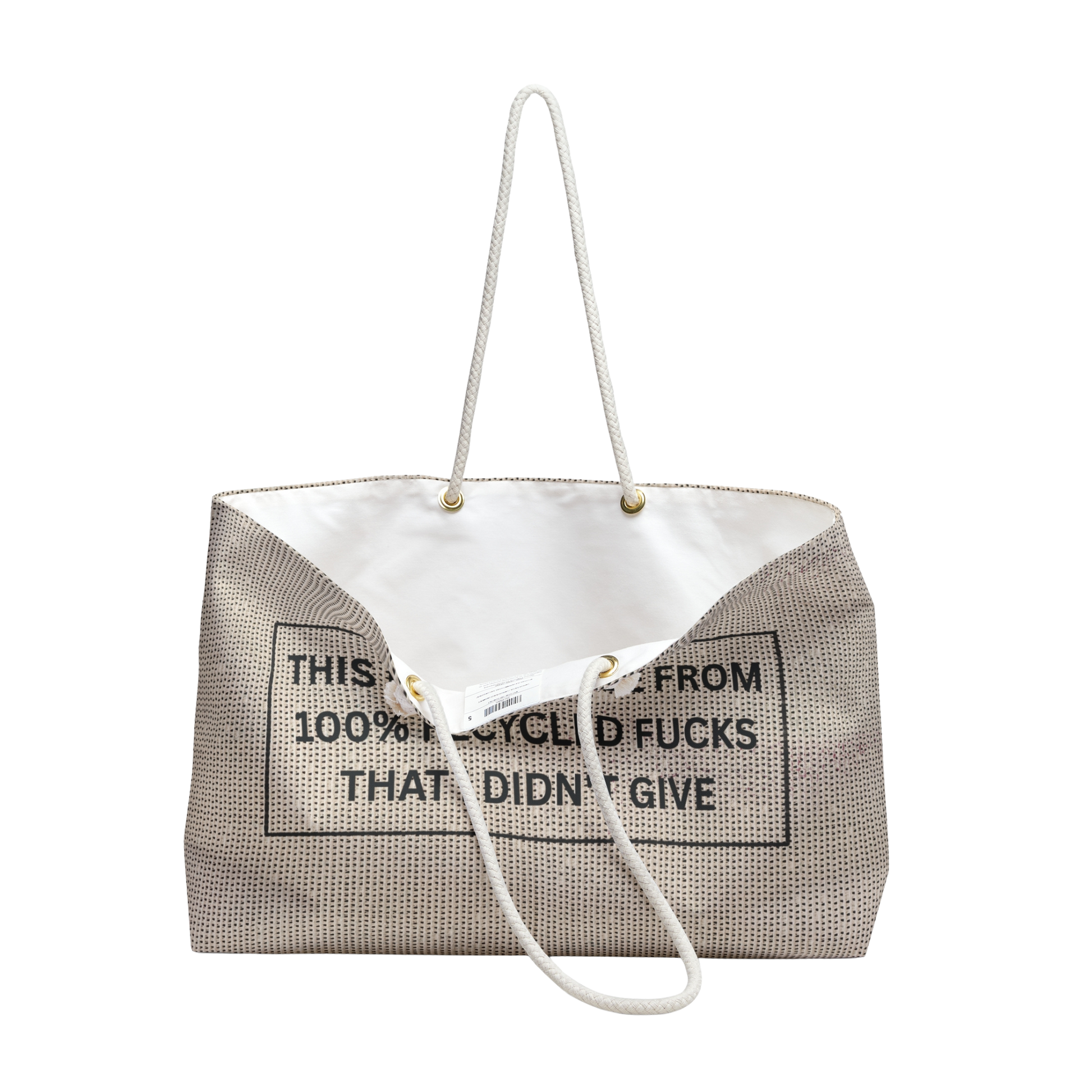 100% No Fucks Given tote bag front view