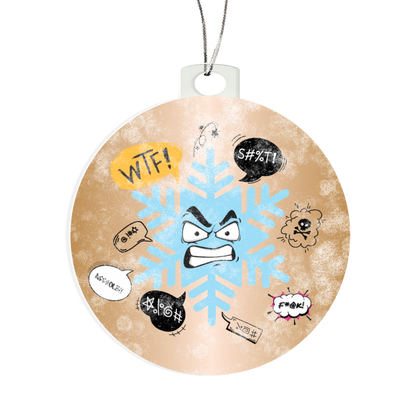 Angry Snowflake funny NSFW Christmas ornament with curse words
