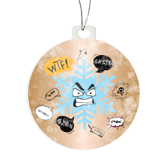 Angry Snowflake funny NSFW Christmas ornament with curse words