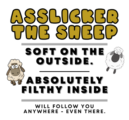 Funny inappropriate sheep plush toy with filthy quote shirt