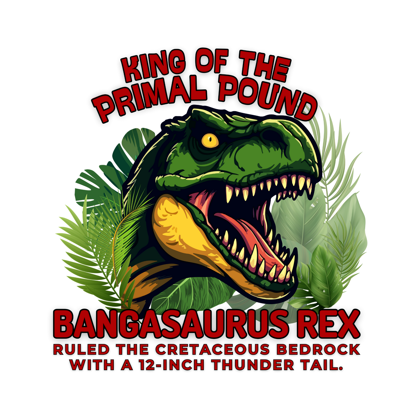 Raunchy adult humor graphic tee with dinosaur