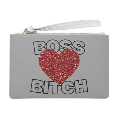 Boss Bitch Sparkle Heart – Bold Vegan Leather Clutch/Accessory Bag
