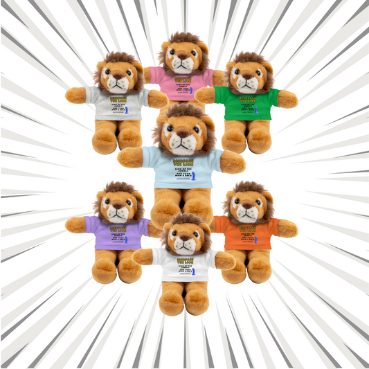 Dickface the Lion plushie with funny adult quote t-shirt