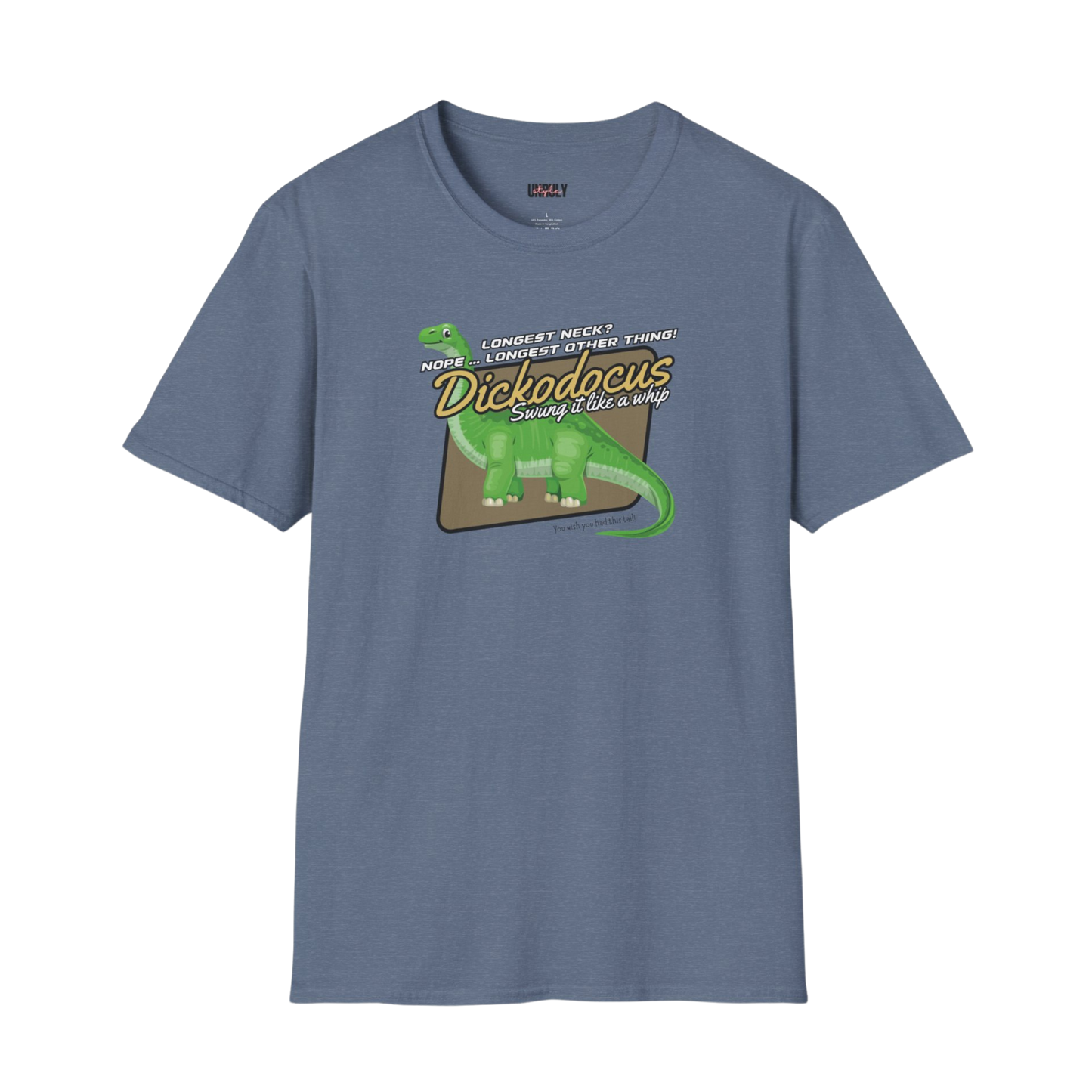 Dirty novelty dinosaur shirt with longest neck joke