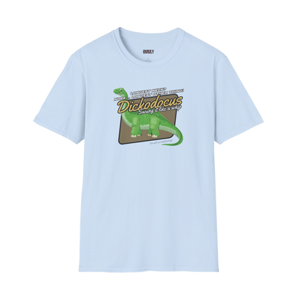 Dickodocus t-shirt in Light Blue funny naughty NSFW dinosaur graphic tee