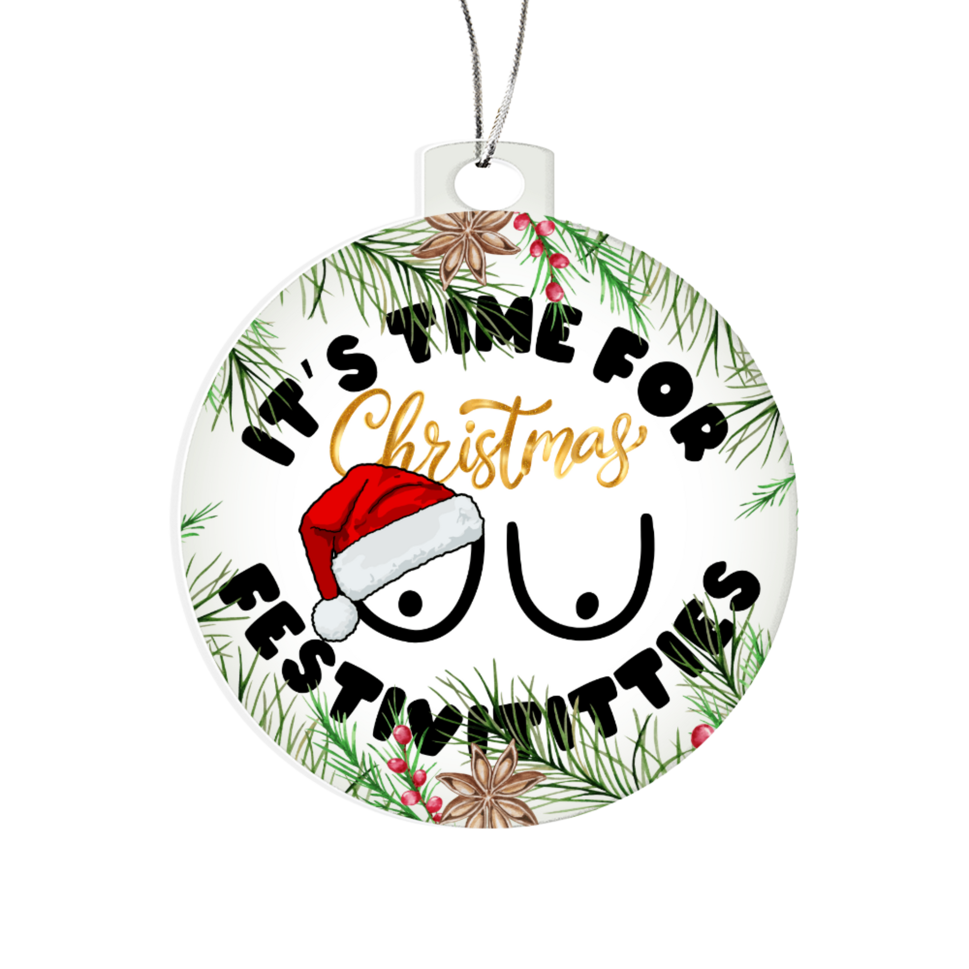 Festivititties acrylic ornament on Christmas tree