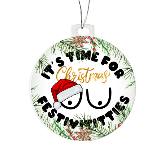 Festivititties acrylic ornament on Christmas tree