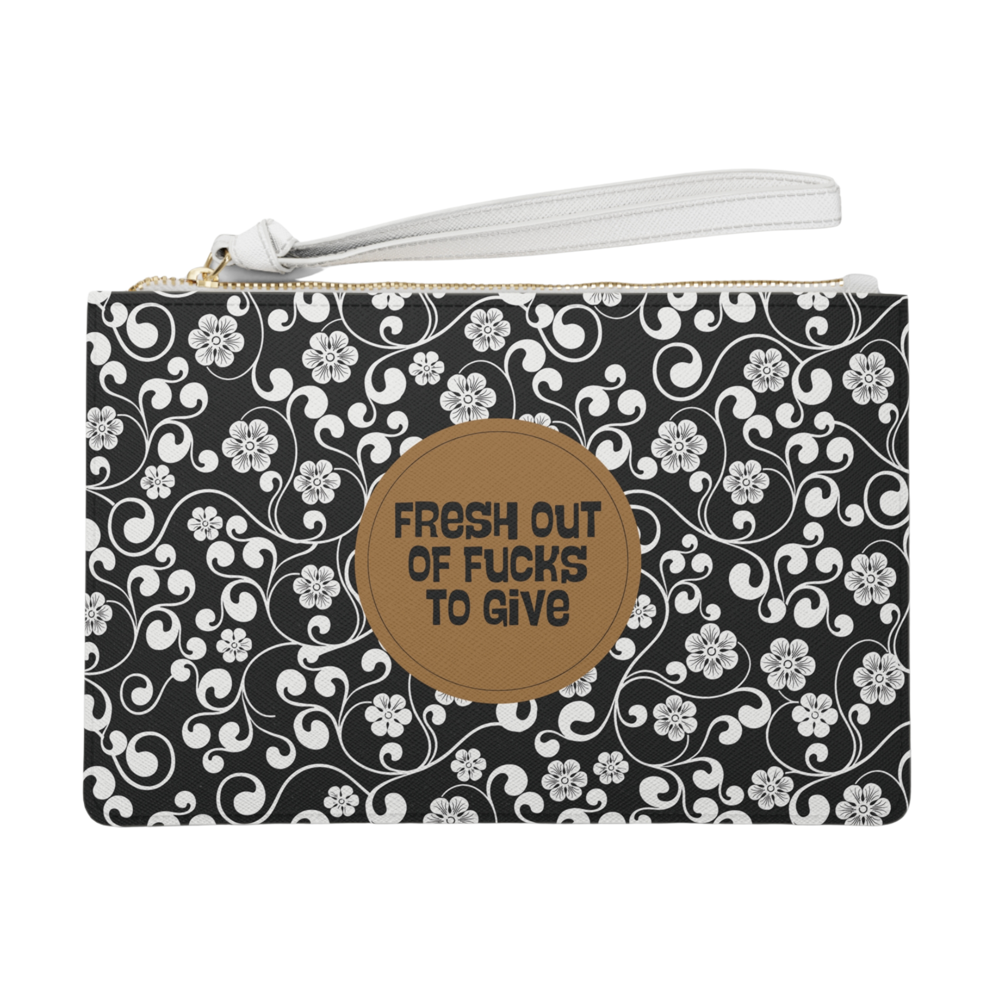 Fresh Out Of Fucks To Give clutch bag – sarcastic vegan leather wristlet