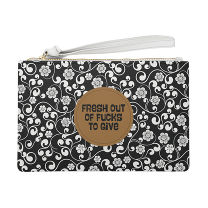 Fresh Out Of Fucks To Give clutch bag – sarcastic vegan leather wristlet
