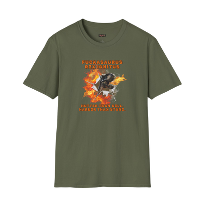 Offensive adult humor fiery dinosaur graphic tee