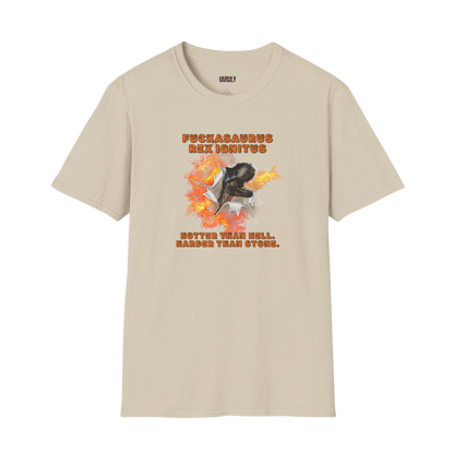 Inappropriate funny offensive fiery dinosaur design