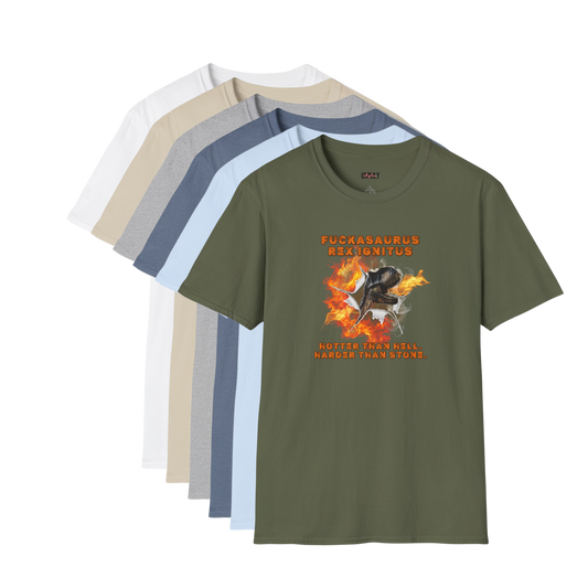 Fuckasaurus Rex Ignitus Tee funny naughty fire-breathing dinosaur shirt