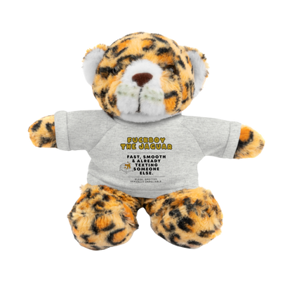 Fuckboy the Jaguar Plushie with Ash Shirt – NSFW stuffed animal gift with funny shirt and adult humor – 8 inch cuddly toy for inappropriate gift giving