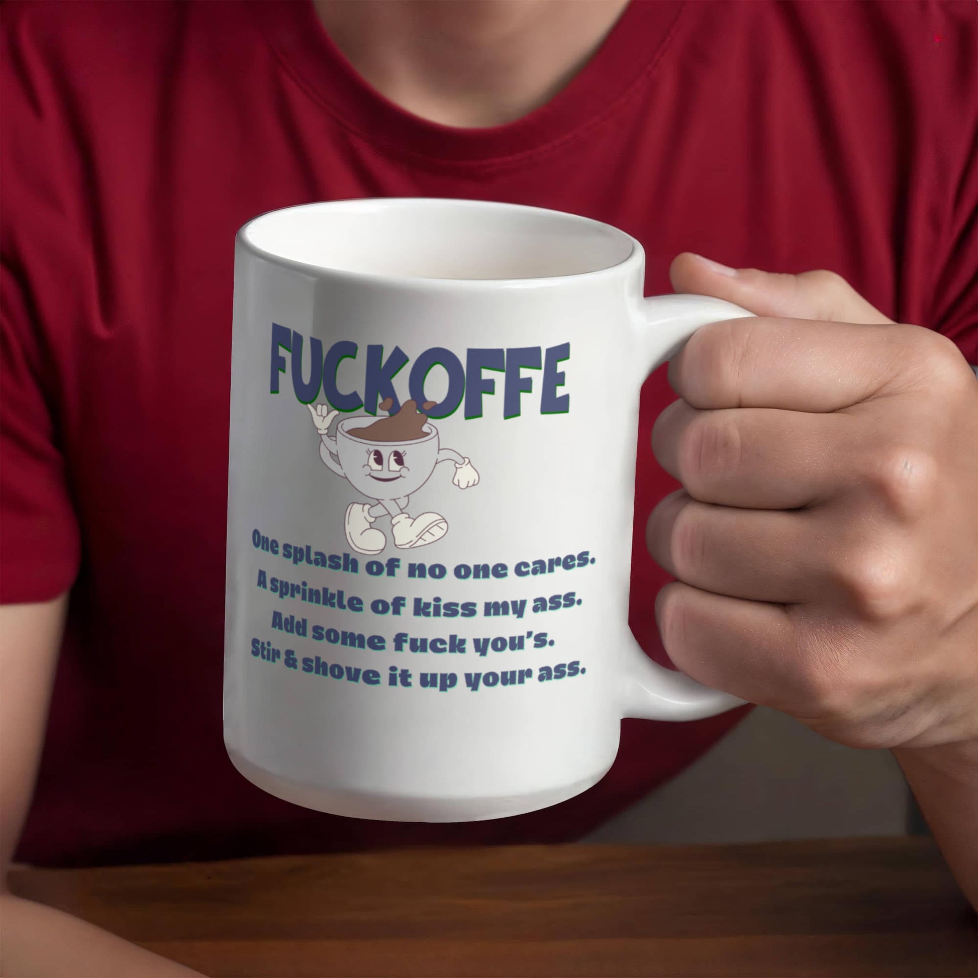 rude coffee cup with profanity saying