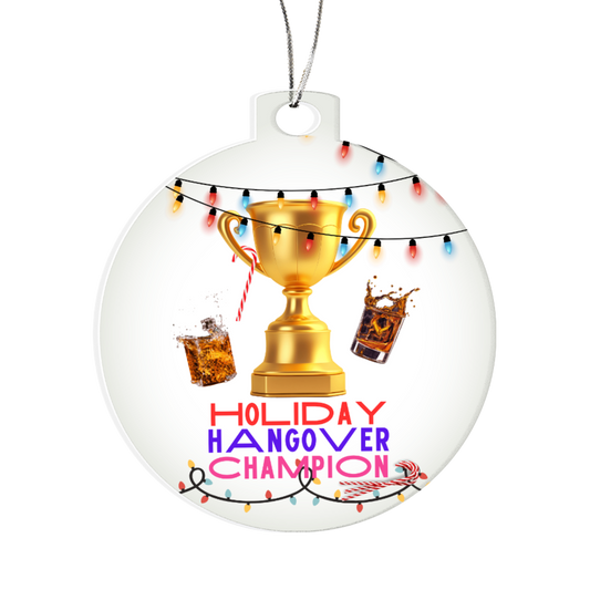 Holiday Hangover Champion funny drinking Christmas ornament trophy design