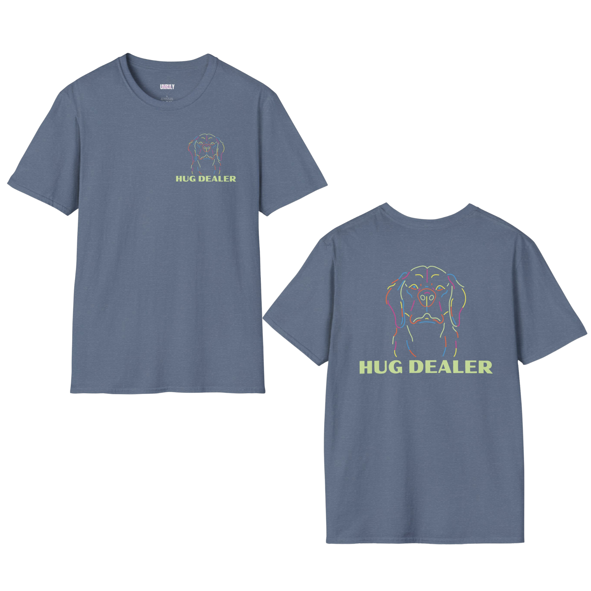 Hug Dealer Shirt in the Color Heather Indigo