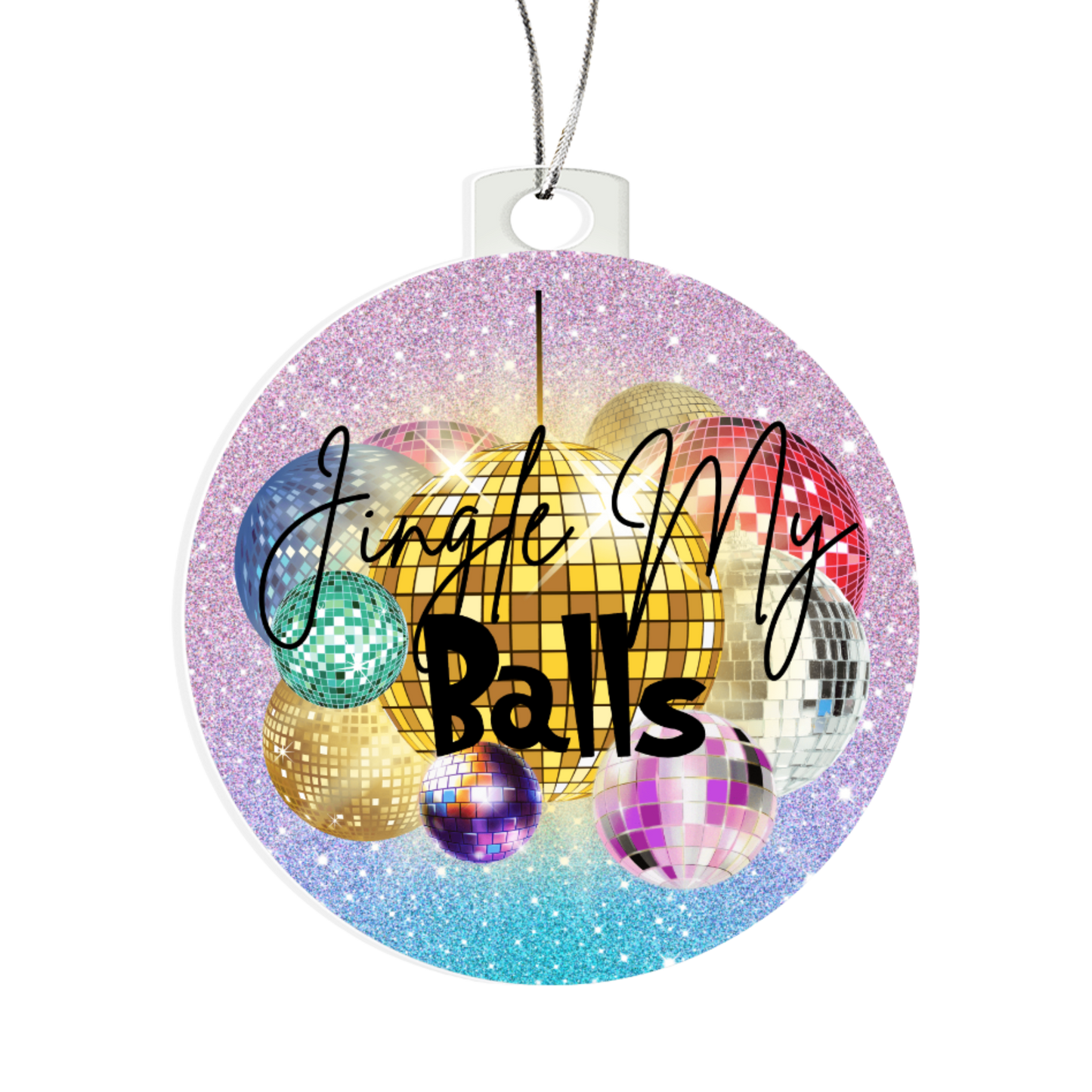 Jingle My Balls ornament with disco balls funny naughty Christmas décor