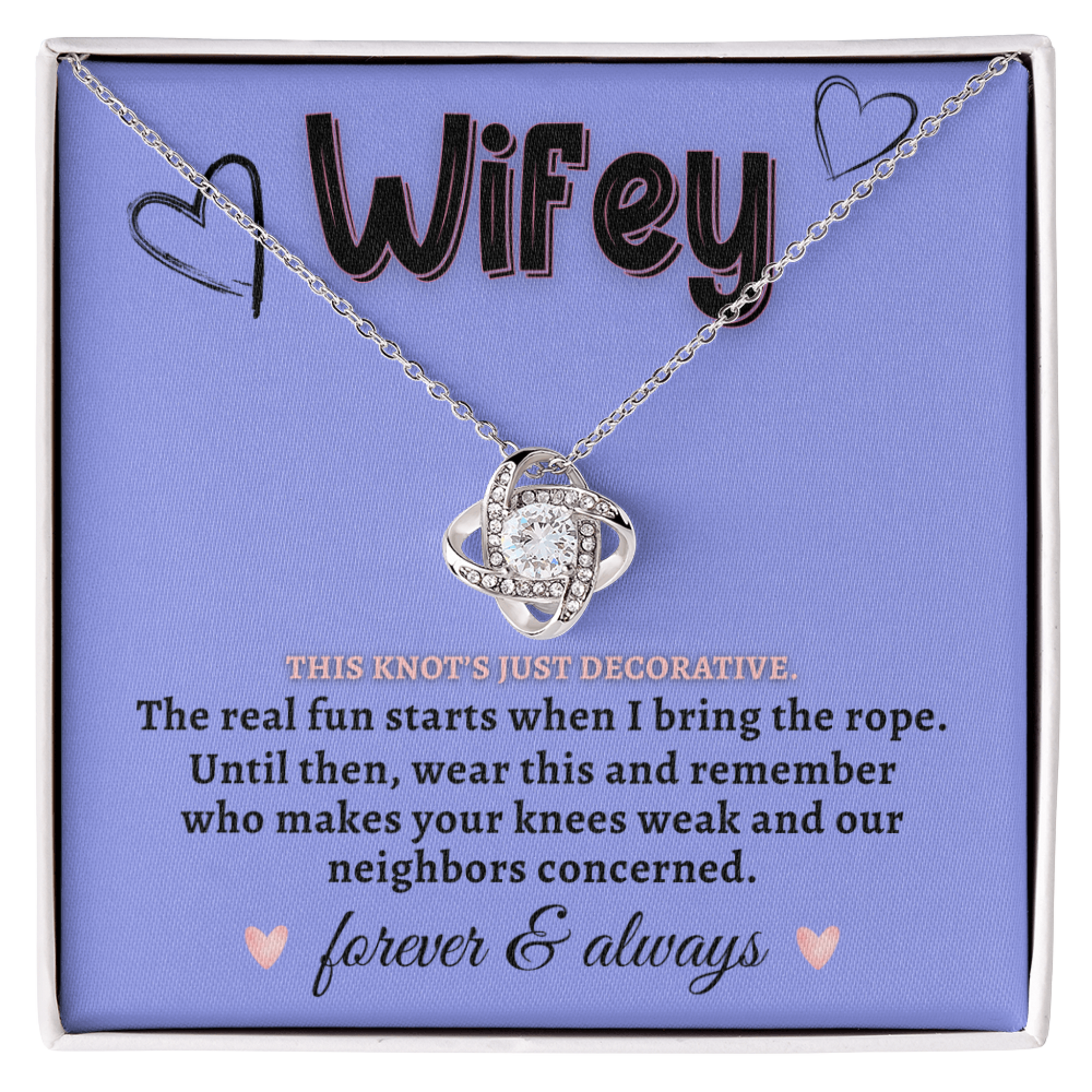 NSFW necklace gift with dirty message card