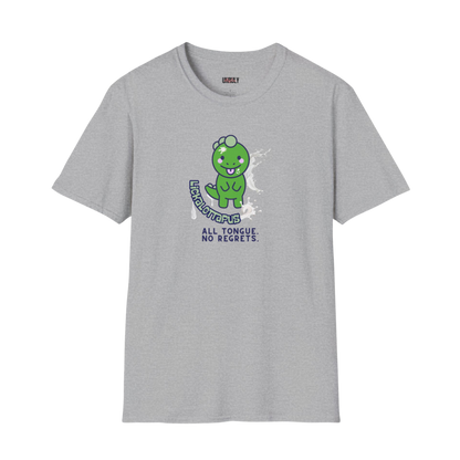 Offensive adult humor shirt featuring Lickolottapus cartoon dinosaur