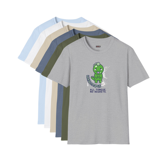 Lickolottapus T-Shirt – Funny NSFW dinosaur graphic with slogan All Tongue No Regrets