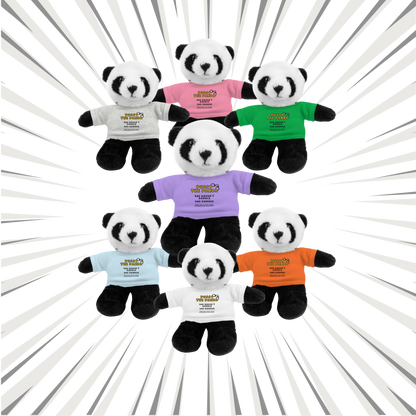 Adult plushie panda bear wearing shirt with dirty quote