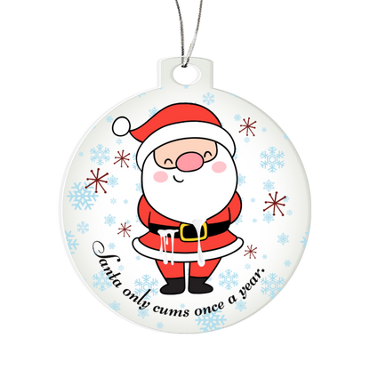 Santa Comes NSFW Christmas ornament with naughty adult design