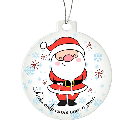 Santa Comes NSFW Christmas ornament with naughty adult design