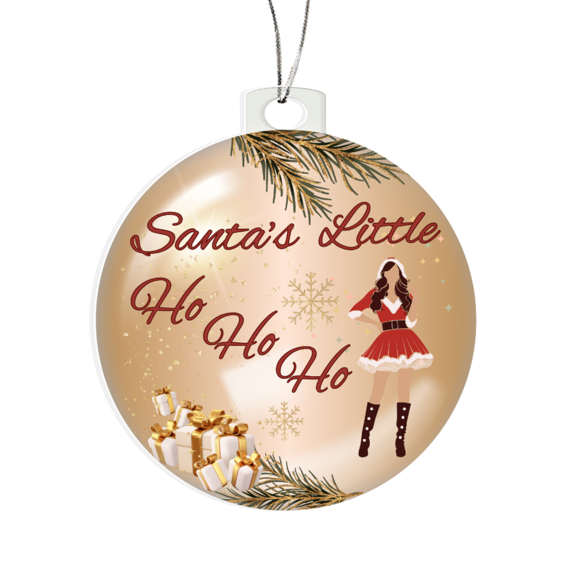Santa’s Little Ho NSFW Christmas ornament with sexy Santa woman