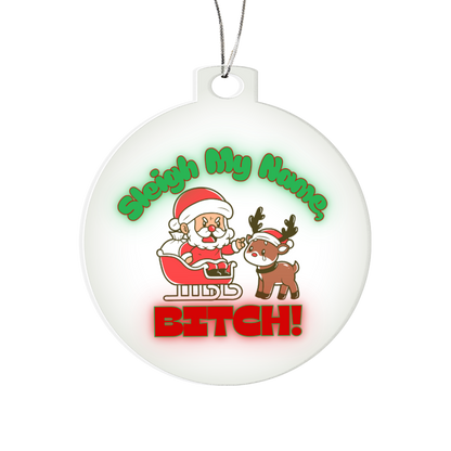 Sleigh My Name Holiday Ornament – Angry Santa and crying reindeer design