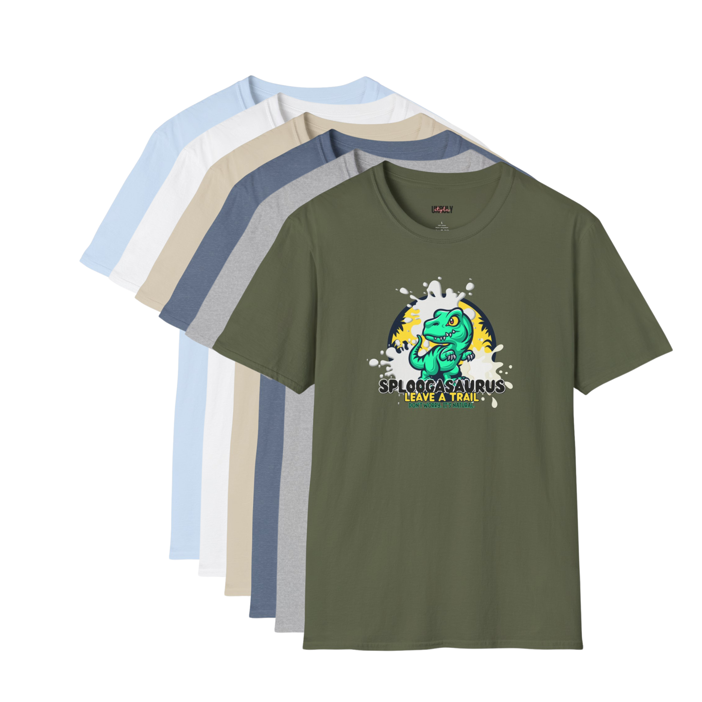 Sploogasaurus T-Shirt – Funny NSFW dinosaur shirt with slogan Leave a Trail