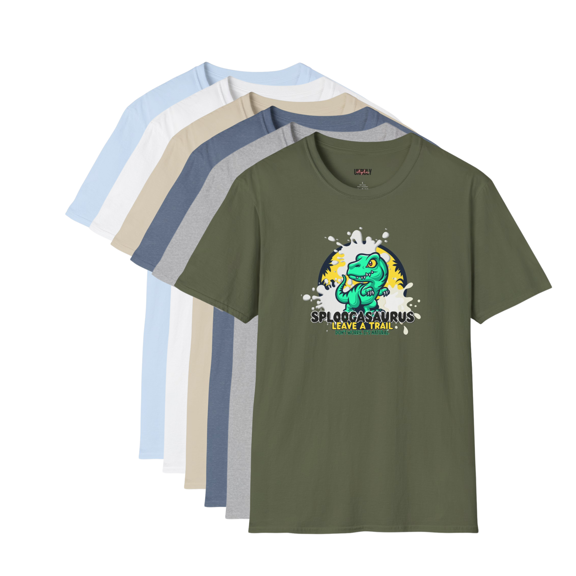 Sploogasaurus T-Shirt – Funny NSFW dinosaur shirt with slogan Leave a Trail