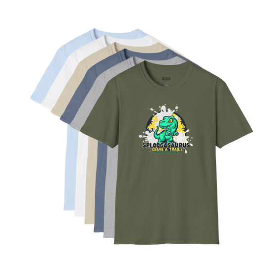 Sploogasaurus T-Shirt – Funny NSFW dinosaur shirt with slogan Leave a Trail