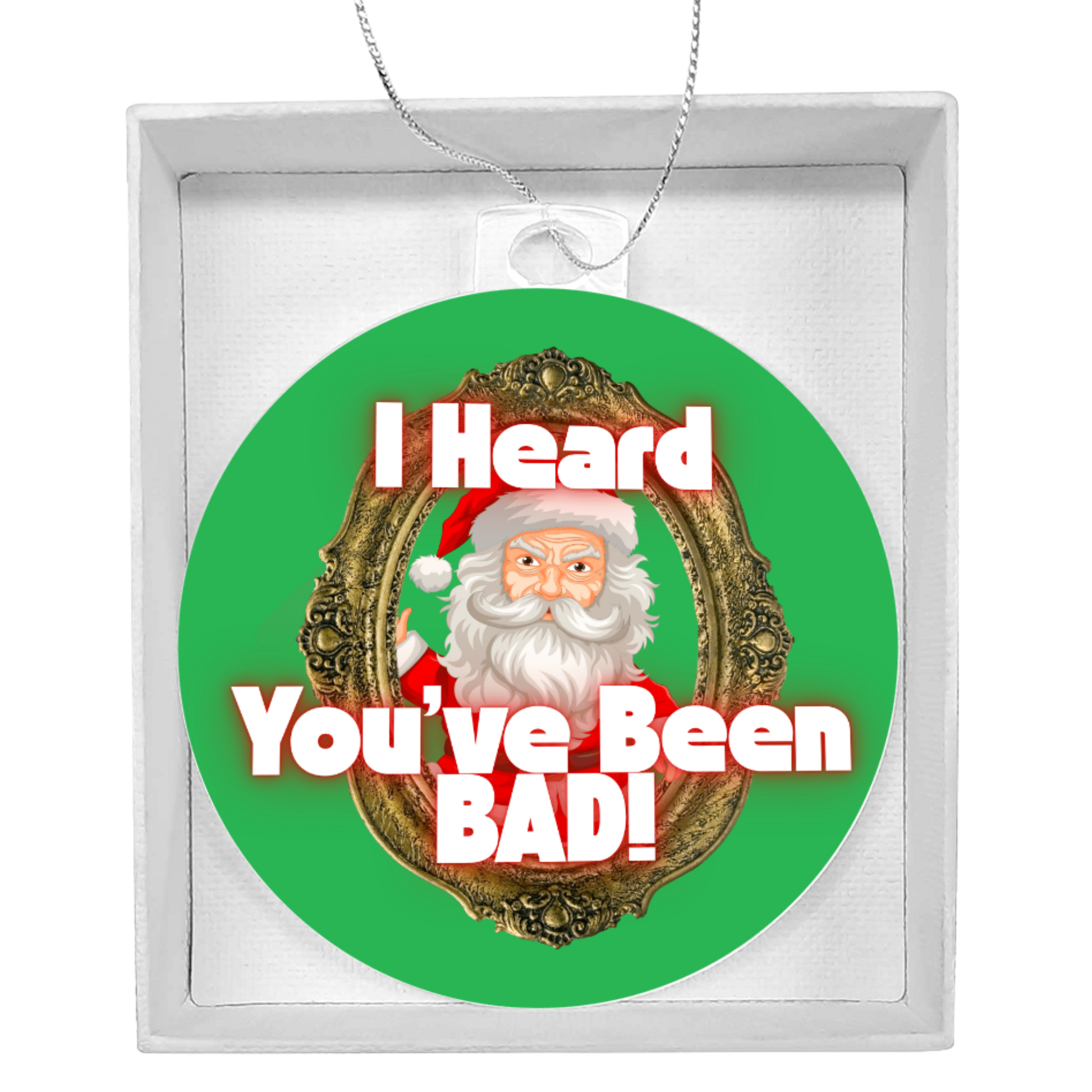 Funny NSFW Christmas ornament with inappropriate Santa design